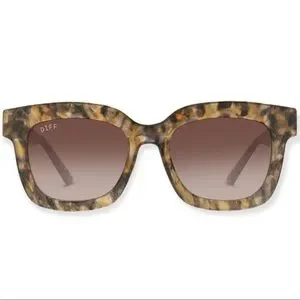 DIFF Makay Sunglasses Sea Tortoise Frames Brown Gradient Lenses Square Oversized Diff Eyewear - Makay Sunglasses- Cream Tortoise & Grey  main image 4